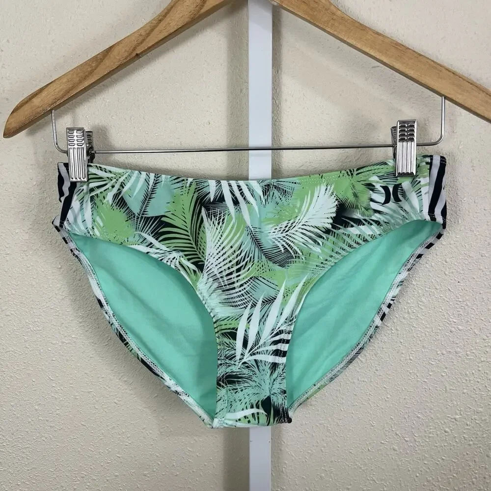 Hurley Girls Rash Guard Swim Set Size 14/16 Large Tropical UPF 50+ Black Green